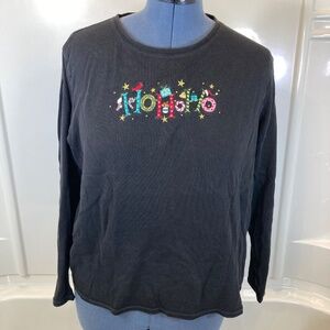 Christmas Black Long Sleeve Shirt Sz XL Embroidered Embellishments From Target
